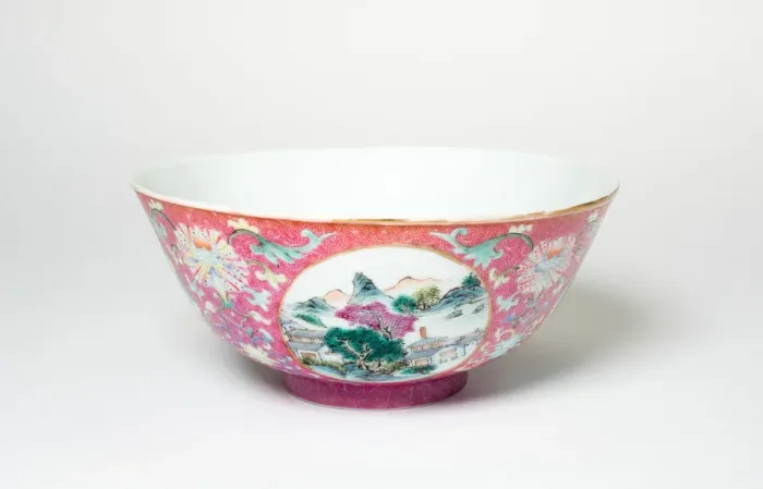 Framed Print : Bowl with Landscapes, Medallions, and Stylized Flowers, Qing dynasty Framed Print : Bowl with Landscapes, Medallions, and Stylized Flowers, Qing dynasty