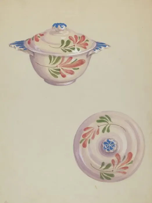 Framed Print : Bowl with Lid, c. 1937. Creator: Eva Wilson Framed Print : Bowl with Lid, c. 1937. Creator: Eva Wilson