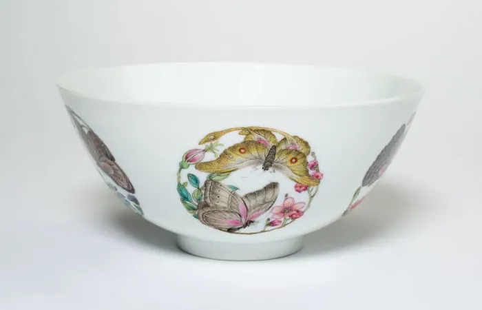 Framed Print : Bowl with Medallionsof Butterflies, Peonies, Chrysanthemums, Peaches Framed Print : Bowl with Medallionsof Butterflies, Peonies, Chrysanthemums, Peaches