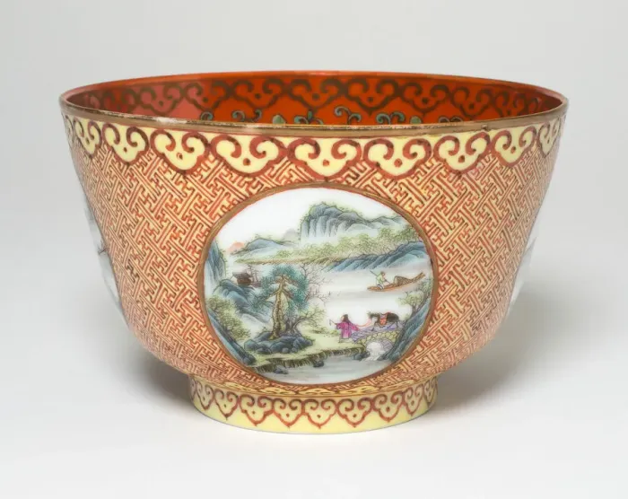 Framed Print : Bowl with Four Panels of Landscape Scenes, Qing dynasty (1644-1911) Framed Print : Bowl with Four Panels of Landscape Scenes, Qing dynasty (1644-1911)