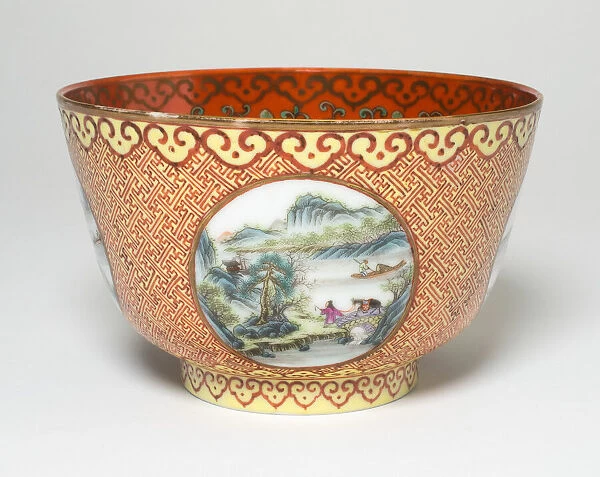 Bowl with Four Panels of Landscape Scenes, Qing dynasty (1644-1911)