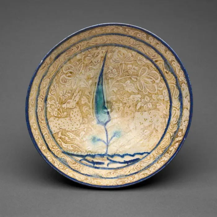Framed Print : Bowl with Tree and Fish-Pond Motif, 13th / 14th century. Creator: Unknown Framed Print : Bowl with Tree and Fish-Pond Motif, 13th / 14th century. Creator: Unknown