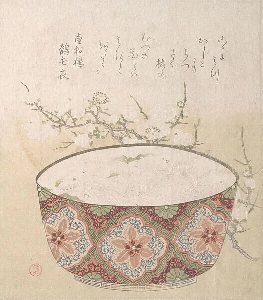 Bowl with White-Baits and Plum Blossoms, 19th century. Creator: Kubo Shunman