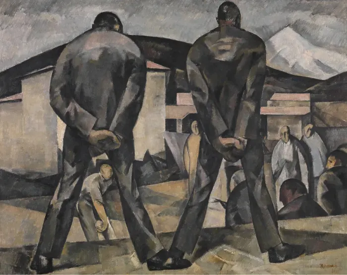 Framed Print : Bowlers, 1921. Creator: Henri Ramah Framed Print : Bowlers, 1921. Creator: Henri Ramah