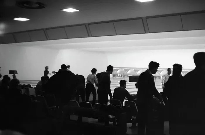 Framed Print : Bowling alley scene, Sheffield, South Yorkshire, 1964. Artist: Michael Walters Framed Print : Bowling alley scene, Sheffield, South Yorkshire, 1964. Artist: Michael Walters