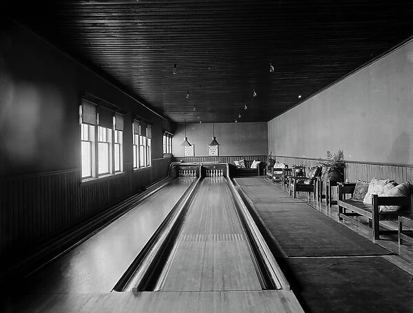 Bowling alleys, Paul Smith's casino, Adirondack Mountains, between 1900 and 1905. Creator: Unknown