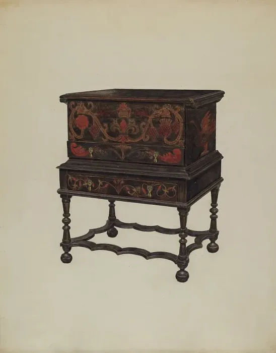 Framed Print : Box Desk on Frame, c. 1937. Creator: Francis Borelli Framed Print : Box Desk on Frame, c. 1937. Creator: Francis Borelli