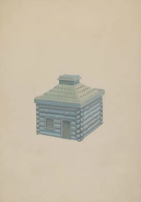 Framed Print : Box (Log Cabin), c. 1939. Creator: Henry Moran Framed Print : Box (Log Cabin), c. 1939. Creator: Henry Moran