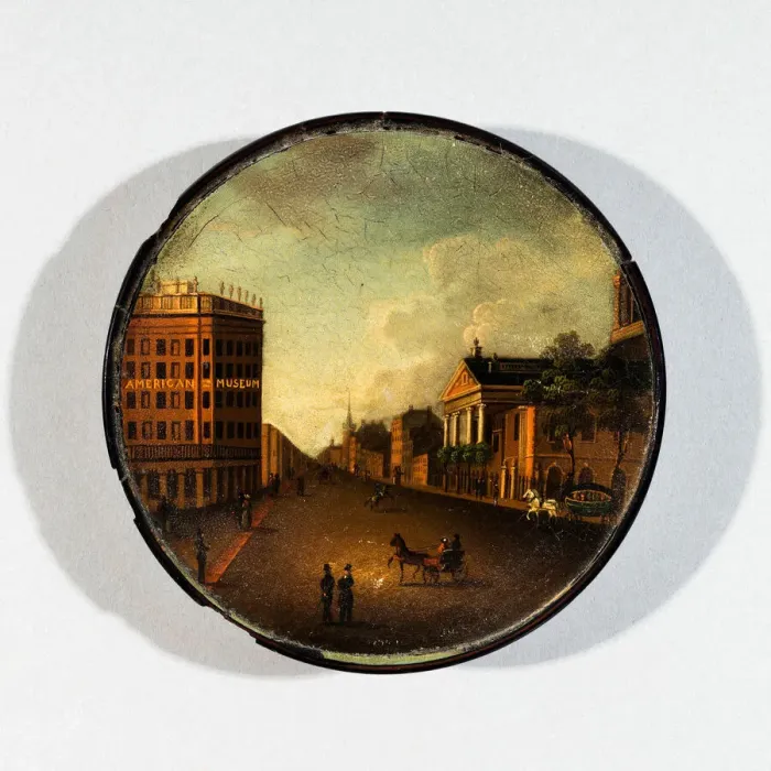 Framed Print : Box with painted lid, 19th century. Creator: Unknown Framed Print : Box with painted lid, 19th century. Creator: Unknown