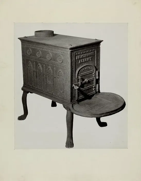 Framed Print : Box Stove, c. 1942. Creator: Charles Von Urban Framed Print : Box Stove, c. 1942. Creator: Charles Von Urban