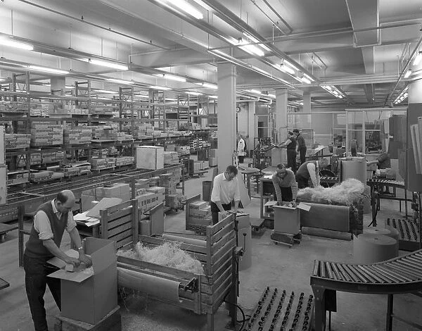 Boxes being packed ready for distribition, Stanley Tools, Sheffield, South Yorkshire, 1967