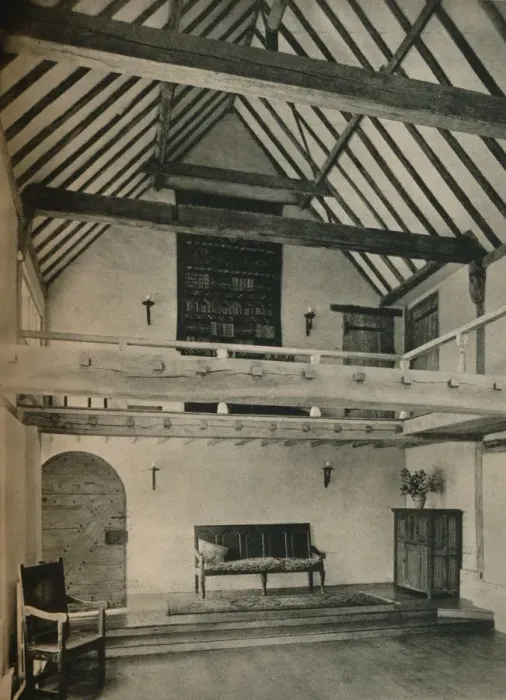 Framed Print : Boxhurst Farm, Kent: End of Dance Room. Restored and converted by Oliver Hill, c1928 Framed Print : Boxhurst Farm, Kent: End of Dance Room. Restored and converted by Oliver Hill, c1928