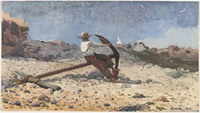 Framed Print : Boy with Anchor, 1873. Creator: Winslow Homer (American, 1836-1910) Framed Print : Boy with Anchor, 1873. Creator: Winslow Homer (American, 1836-1910)