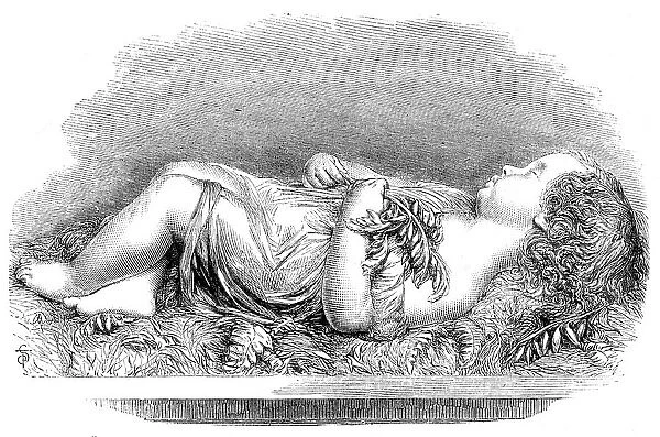 'Boy Asleep', sculpture, by Alexander Munro, in the Royal Academy Exhibition, 1864. Creator: Unknown. 'Boy Asleep', sculpture, by Alexander Munro, in the Royal Academy Exhibition, 1864. Creator: Unknown