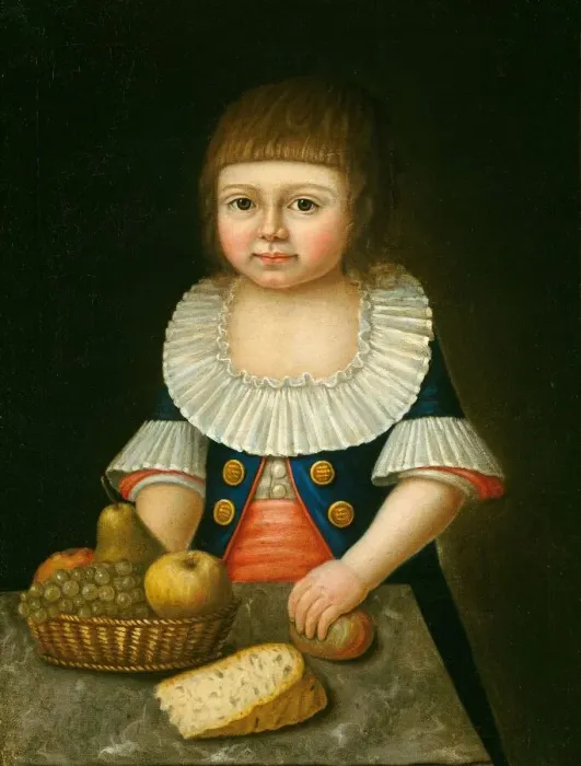 Framed Print : Boy with a Basket of Fruit, c. 1790. Creator: Unknown Framed Print : Boy with a Basket of Fruit, c. 1790. Creator: Unknown