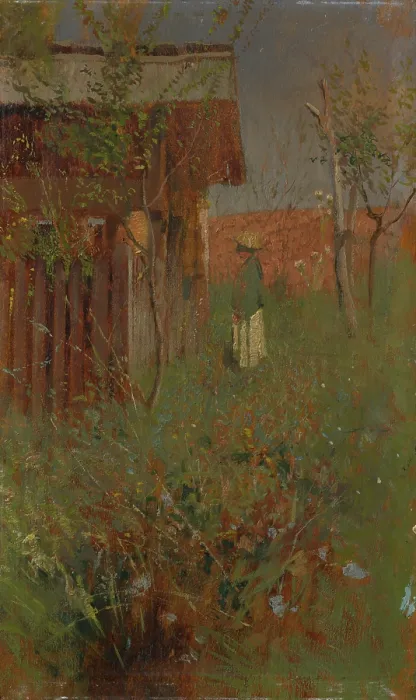 Framed Print : Boy by the Beehouse, 1890-1900. Creator: Ladislav Mednyanszky Framed Print : Boy by the Beehouse, 1890-1900. Creator: Ladislav Mednyanszky