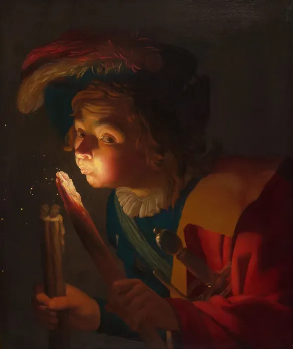 Framed Print : A Boy Blowing on a Firebrand, 1621 / 22. Creator: Gerrit van Honthorst Framed Print : A Boy Blowing on a Firebrand, 1621 / 22. Creator: Gerrit van Honthorst