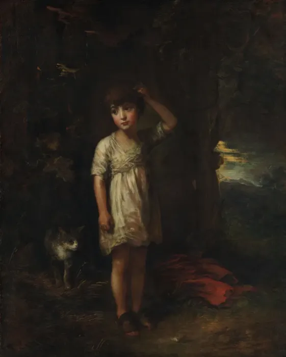 Framed Print : A Boy with a Cat - Morning, 1787. Creator: Thomas Gainsborough Framed Print : A Boy with a Cat - Morning, 1787. Creator: Thomas Gainsborough