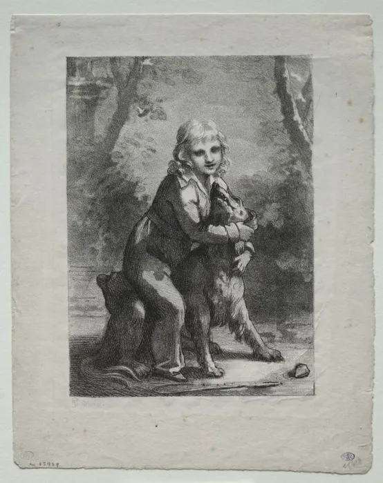 Framed Print : Boy with a Dog, 1822. Creator: Pierre-Paul Prud hon (French, 1758-1823) Framed Print : Boy with a Dog, 1822. Creator: Pierre-Paul Prud hon (French, 1758-1823)