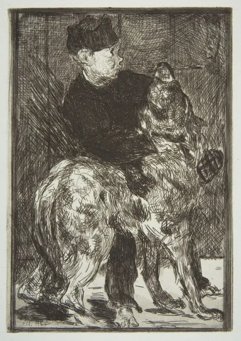 Framed Print : Boy and Dog, 1862. Creator: Edouard Manet
