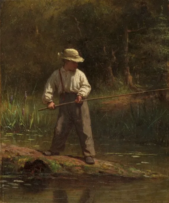 Framed Print : Boy Fishing, 1860s. Creator: Eastman Johnson (American, 1824-1906) Framed Print : Boy Fishing, 1860s. Creator: Eastman Johnson (American, 1824-1906)