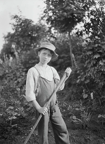 Boy in the gardens of the National Cash Register Company, Dayton, Ohio, between 1896 and 1942. Creator: Arnold Genthe