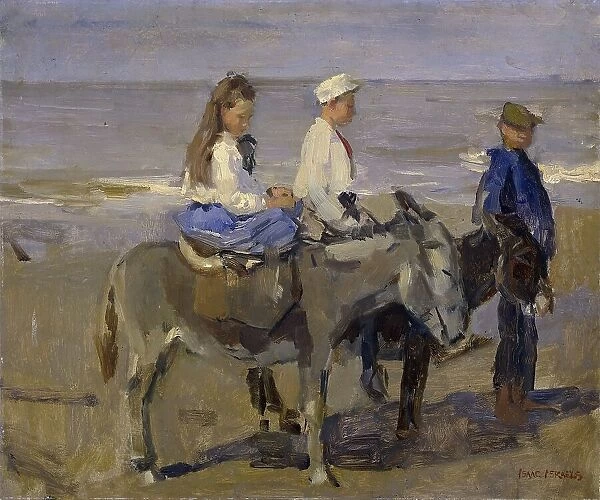 Boy and Girl on Donkeys, 1896-1901. Creator: Isaac Lazerus Israels