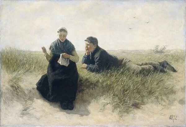 Boy and Girl in the Dunes, 1870-1890. Creator: David Adolf Constant Artz