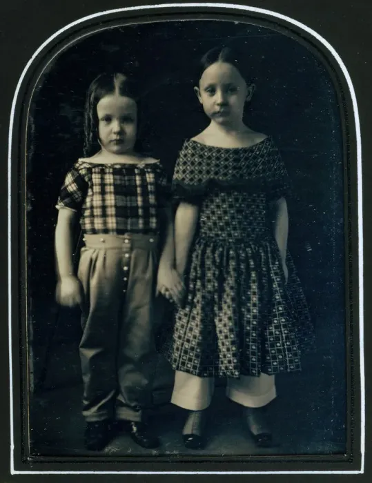 Framed Print : [Boy and Girl Holding Hands], ca. 1850. Creator: Bennet