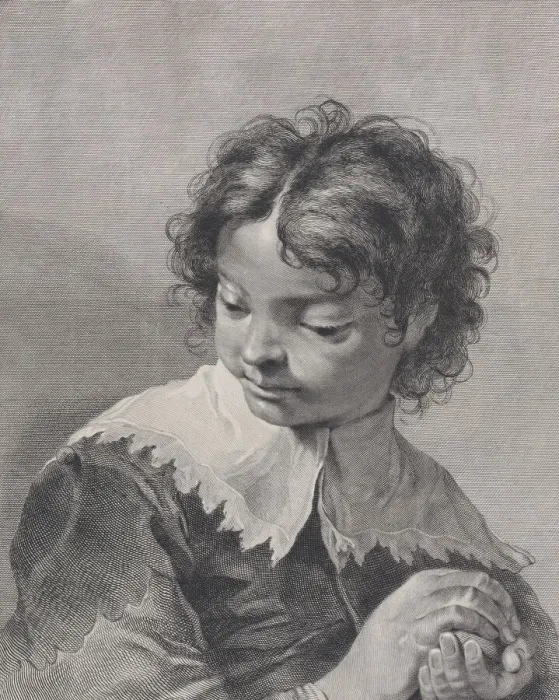 Framed Print : Boy with a lace collar holding a piece of fruit in his hands, 1743 Framed Print : Boy with a lace collar holding a piece of fruit in his hands, 1743