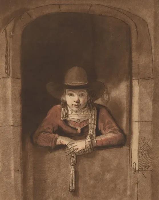 Framed Print : Boy Leaning over a Lower Door, 1763, published 1765. Creator: Cornelis Ploos van Amstel Framed Print : Boy Leaning over a Lower Door, 1763, published 1765. Creator: Cornelis Ploos van Amstel