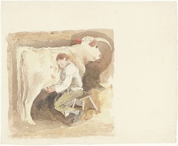 Boy Milking Cow. Creator: John Sell Cotman