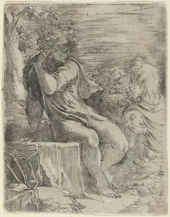 Framed Print : The Boy and Two Old Men. Creator: Parmigianino Framed Print : The Boy and Two Old Men. Creator: Parmigianino