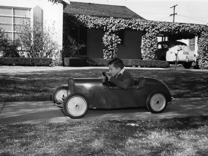 Framed Print : Boy in a pedal car Framed Print : Boy in a pedal car