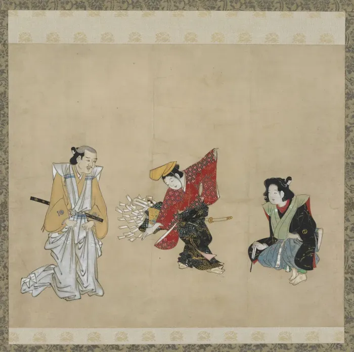 Framed Print : Boy performing a Narihira Dance, Edo period, late 17th century. Creator: Unknown Framed Print : Boy performing a Narihira Dance, Edo period, late 17th century. Creator: Unknown