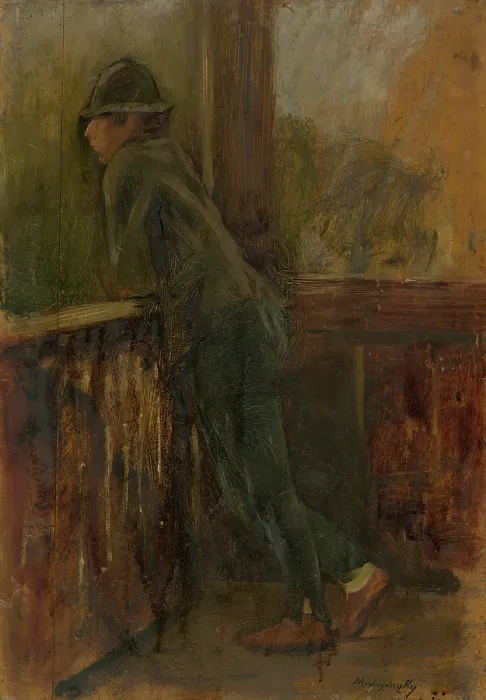 Framed Print : Boy on the Porch, 1895-1900. Creator: Ladislav Mednyanszky Framed Print : Boy on the Porch, 1895-1900. Creator: Ladislav Mednyanszky