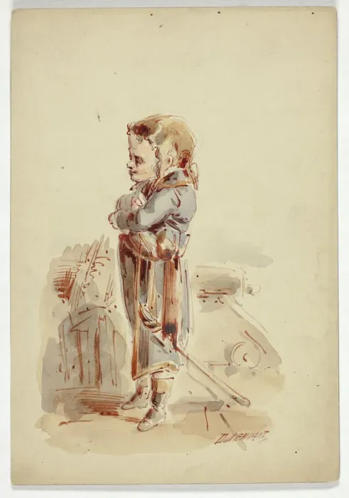 Framed Print : Boy Posing as Admiral on Ship, n. d. Creator: Dupenvant Framed Print : Boy Posing as Admiral on Ship, n. d. Creator: Dupenvant