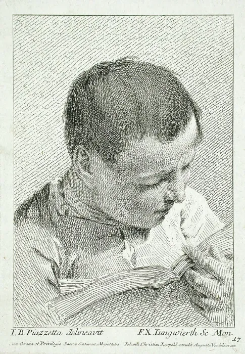 Framed Print : Boy Reading, 18th century. Creator: Franz Xaver Andreas Jungwierth Framed Print : Boy Reading, 18th century. Creator: Franz Xaver Andreas Jungwierth