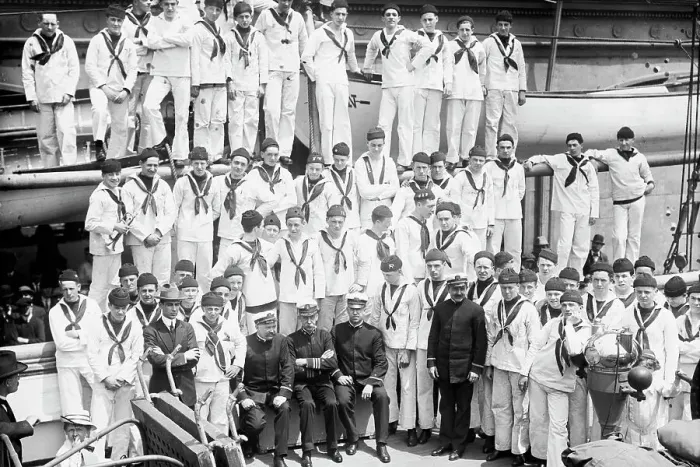 Framed Print : Boy sailors on the USS Newport, between c1910 and c1915. Creator: Bain News Service Framed Print : Boy sailors on the USS Newport, between c1910 and c1915. Creator: Bain News Service