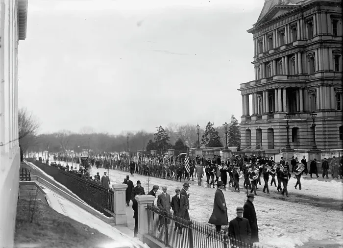 Framed Print : Boy Scouts - Visit of Sir Robert Baden-Powell To DC Reviewing Parade from White House Portico, 1911. Creator: Harris & Ewing. Boy Scouts - Visit of Sir Robert Baden-Powell To DC Reviewing Parade from White House Portico, 1911 Framed Print : Boy Scouts - Visit of Sir Robert Baden-Powell To DC Reviewing Parade from White House Portico, 1911. Creator: Harris & Ewing. Boy Scouts - Visit of Sir Robert Baden-Powell To DC Reviewing Parade from White House Portico, 1911