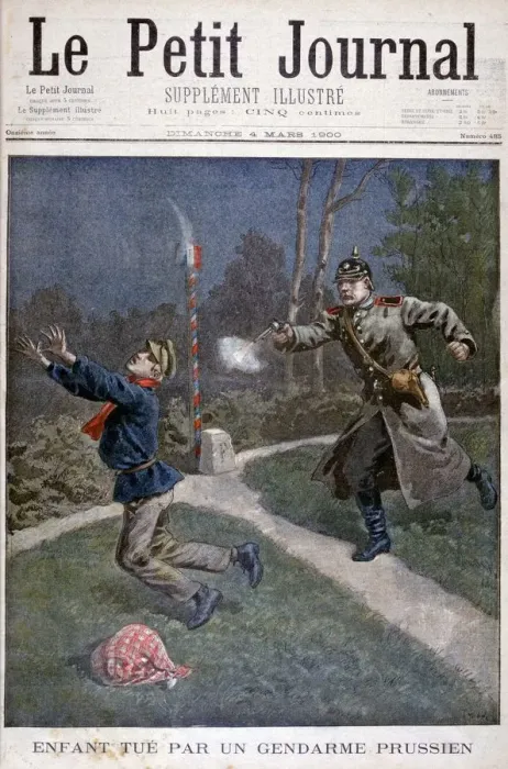 Framed Print : A boy shot by a Prussian gendarme escaping from a correctional facility, 1900 Framed Print : A boy shot by a Prussian gendarme escaping from a correctional facility, 1900