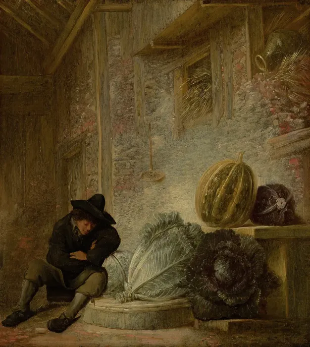Framed Print : Boy Sleeping in a Barn. Creator: Francois Ryckhals Framed Print : Boy Sleeping in a Barn. Creator: Francois Ryckhals
