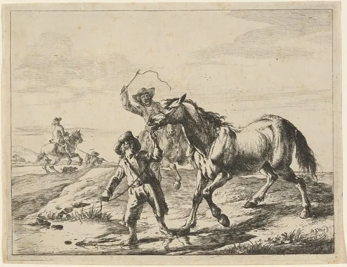 Framed Print : A Boy Taking a Horse to Drink, 1651. Creator: Dirck Stoop Framed Print : A Boy Taking a Horse to Drink, 1651. Creator: Dirck Stoop