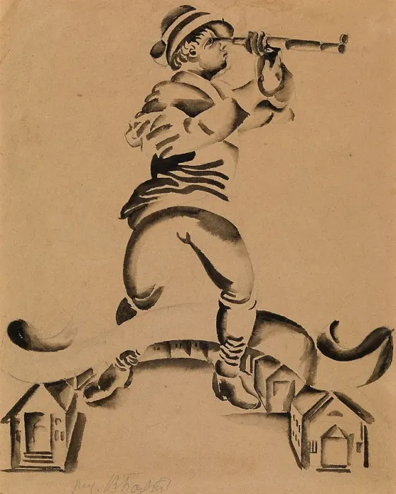 Framed Print : Boy with a Telescope, early 20th century. Creator: Victor Barthe