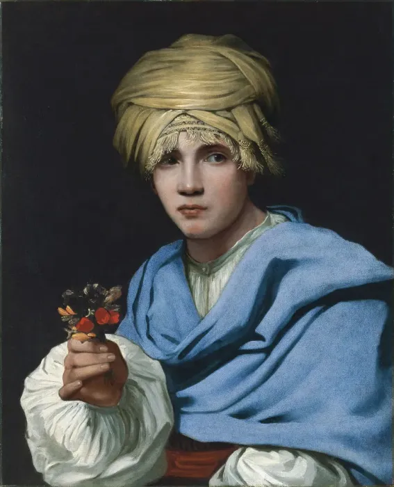Framed Print : Boy in a Turban holding a Nosegay. Artist: Sweerts, Michiel (1618-1664) Framed Print : Boy in a Turban holding a Nosegay. Artist: Sweerts, Michiel (1618-1664)