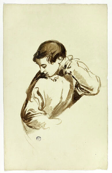 Boy Turning Sideways, Half-Length, c. 1830. Creators: Thomas Jones Barker, Thomas Barker