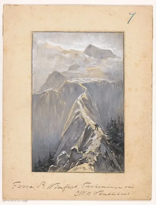 Framed Print : Boy walks on a mountain path, 1894 or earlier. Creator: Willem Wenckebach Framed Print : Boy walks on a mountain path, 1894 or earlier. Creator: Willem Wenckebach