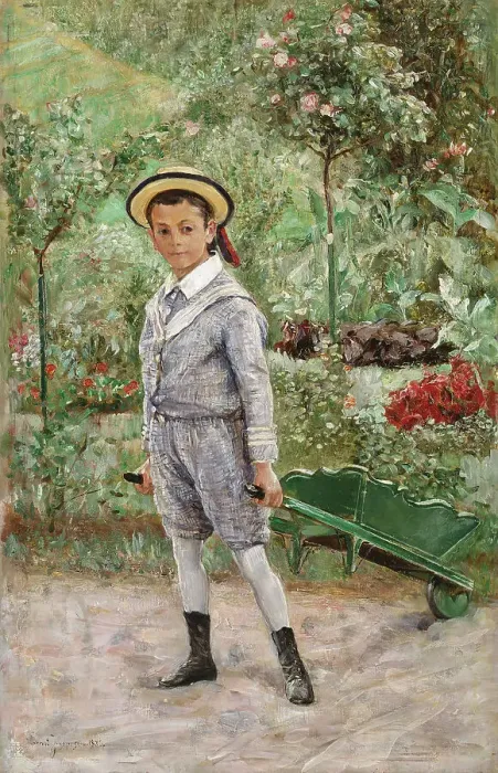Framed Print : Boy with a Wheelbarrow, 1880. Creator: Ernst Josephson Framed Print : Boy with a Wheelbarrow, 1880. Creator: Ernst Josephson