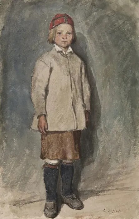 Framed Print : Boy in white shirt, 1864-1890. Creator: Carl Gustaf Hellqvist Framed Print : Boy in white shirt, 1864-1890. Creator: Carl Gustaf Hellqvist