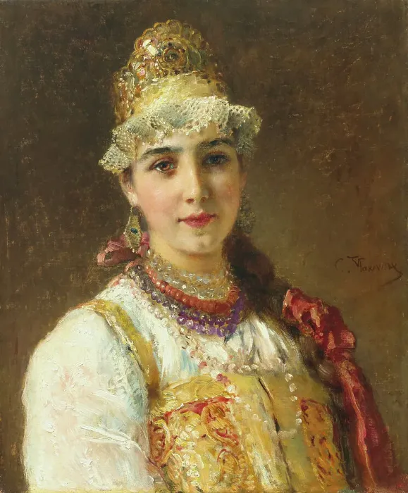 Framed Print : Boyars Wife, 1880s. Artist: Makovsky, Konstantin Yegorovich (1839-1915)